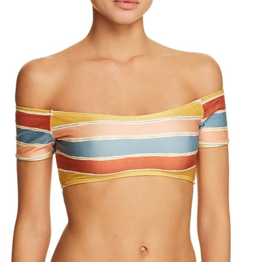 VIX ❤️‍🔥 STRIPED MULTI COLORED SHOULDER BIKINI TOP NWT SIZE SMALL